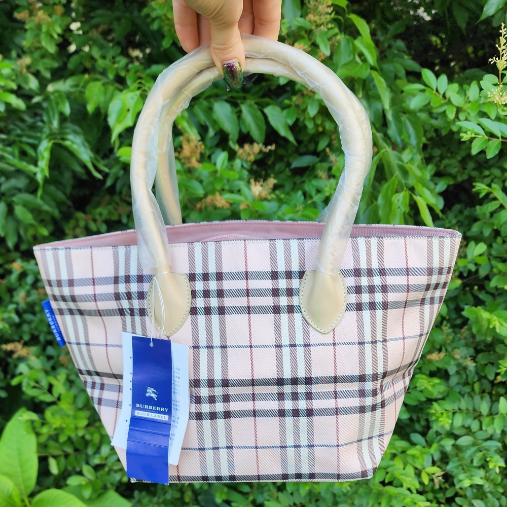NWT Rare Burberry Blue Label Pink Nova Check Mini Tote